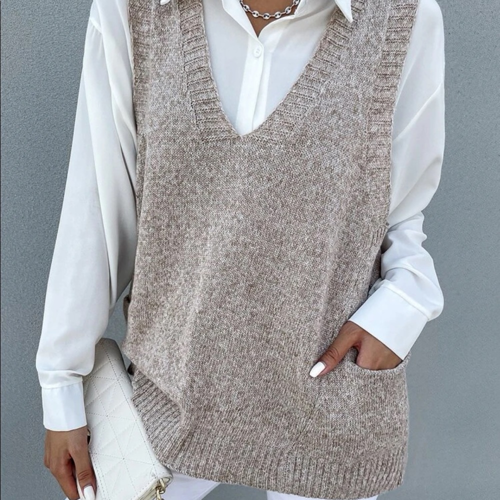 SHEIN Unity marled knit dual pocket sweater vest